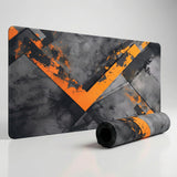 Tapis de Souris Gaming & Bureau - Design Géométrique Abstrait Orange & Gris