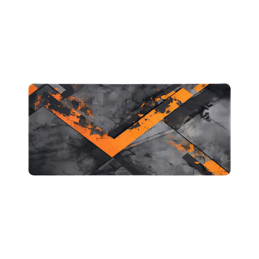 Tapis de Souris Gaming & Bureau - Design Géométrique Abstrait Orange & Gris