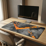 Tapis de Souris Gaming & Bureau - Design Géométrique Abstrait Orange & Gris