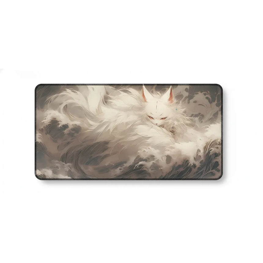 Tapis de Souris Gaming & Bureau — Renard Kitsune Zen — Design Japonais Épuré