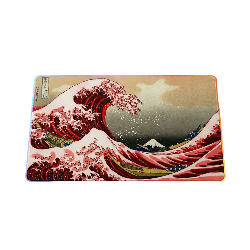 Tapis de Souris Japonais - La Grande Vague de Kanagawa (Édition Rouge Impérial)