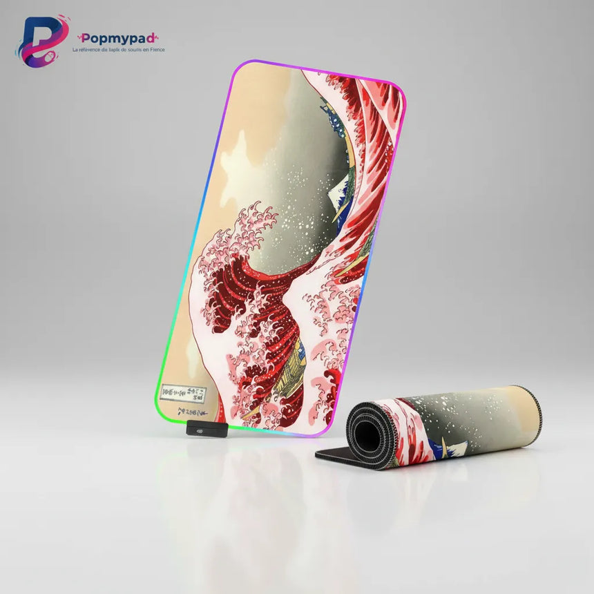 Tapis de Souris Japonais - La Grande Vague de Kanagawa (Édition Rouge Impérial)