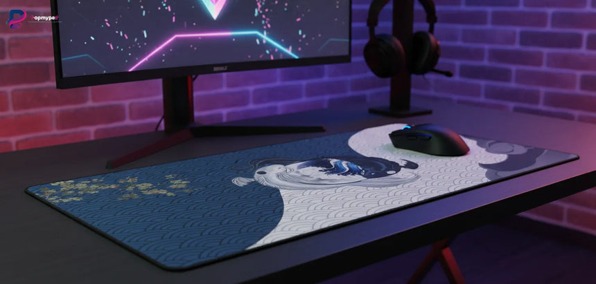 Tapis de Souris Japonais : Harmonie des Carpes Koï & Vagues Seigaiha