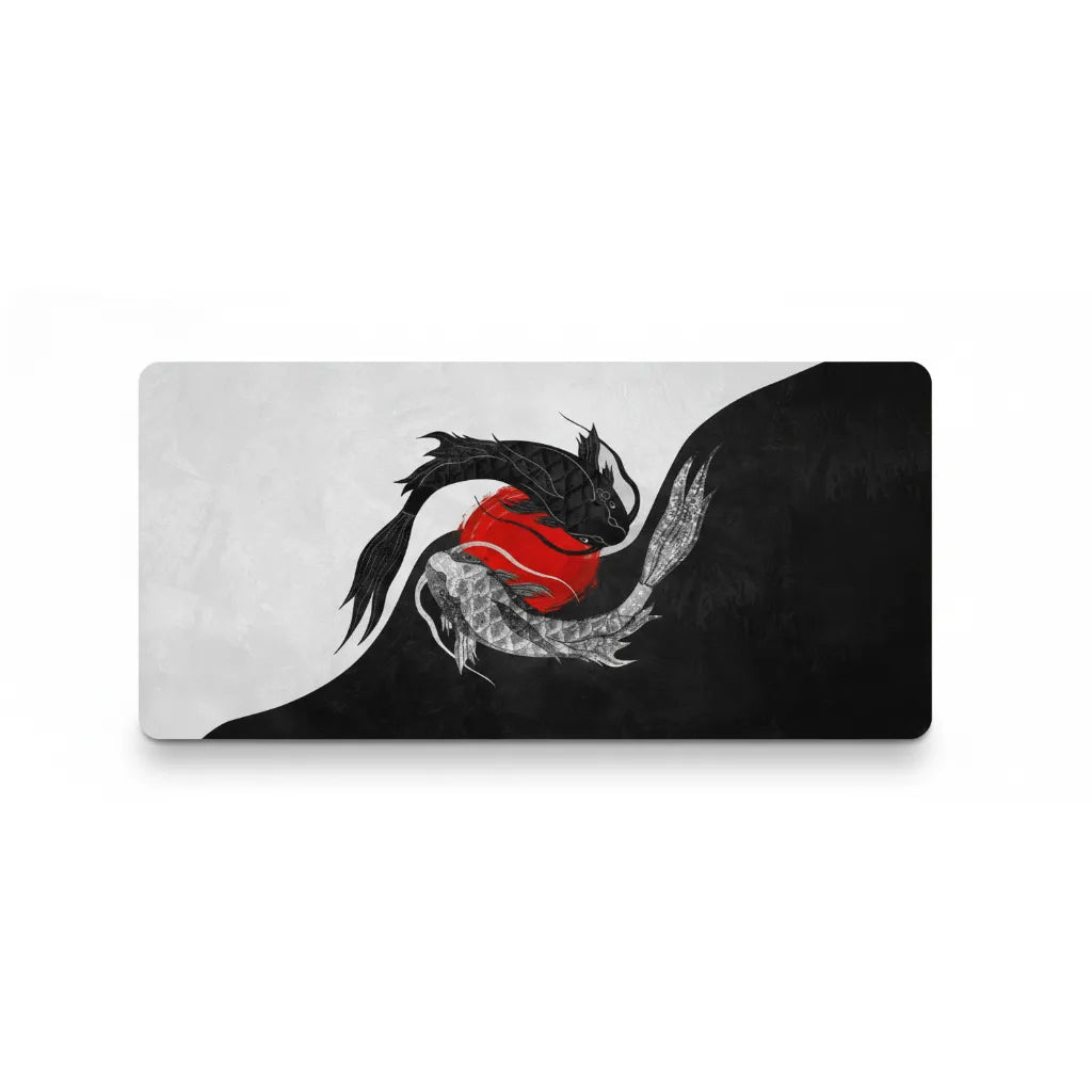 Tapis de Souris Japonais — Équilibre Zen : Carpes Koï & Soleil Levant