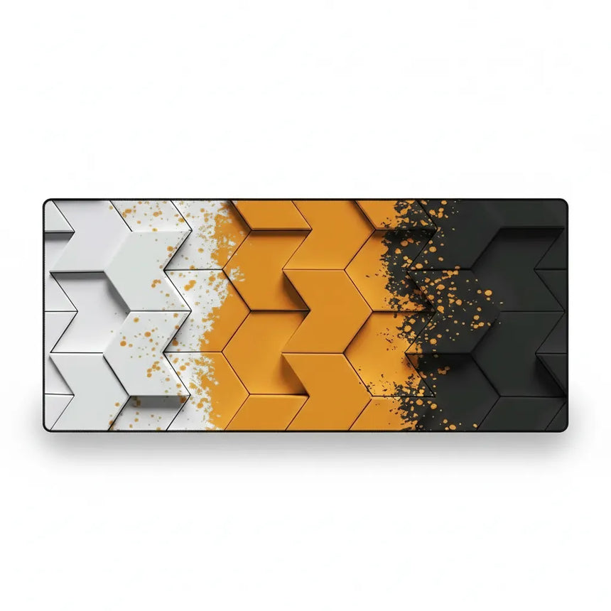 Tapis de Souris Polygon 3D — Design Géométrique Orange & Noir