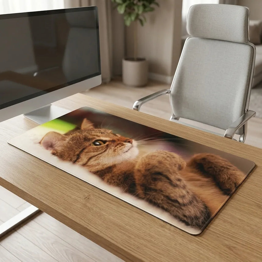 Tapis de Souris XXL - L'Éveil de la Tendresse (Design Chat Tigré)