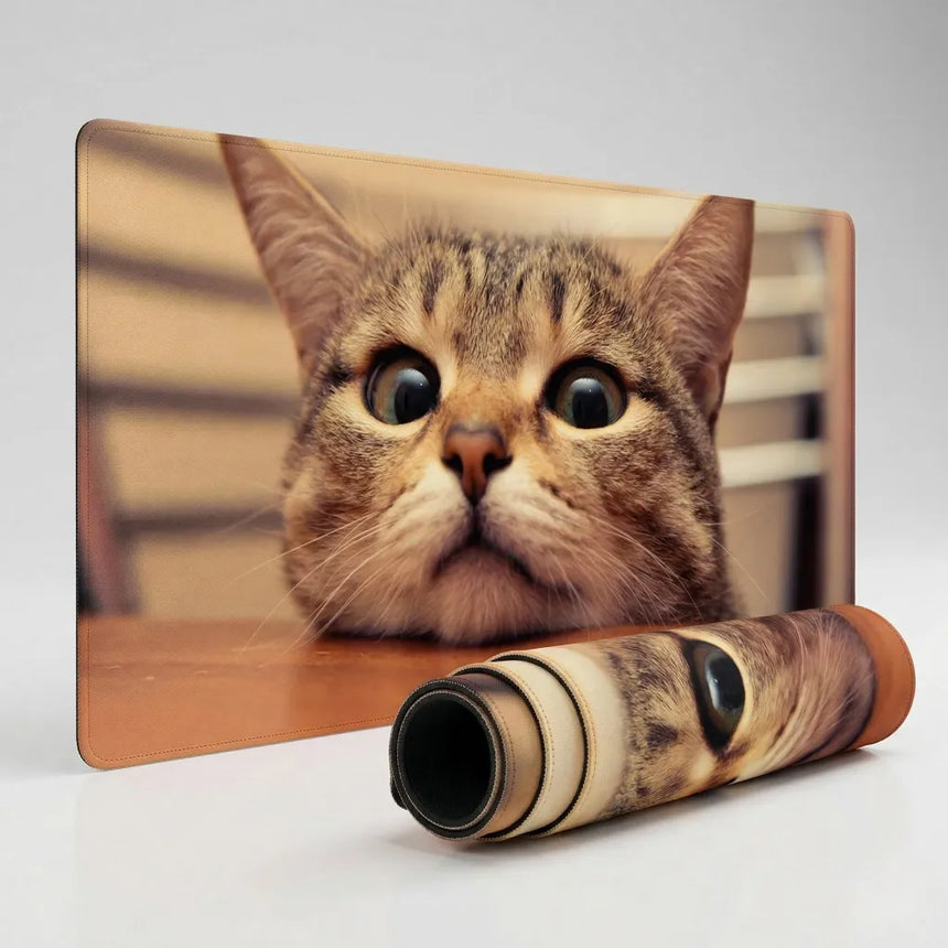 Tapis de Souris XXL - Regard Félin Curieux - Finition Premium