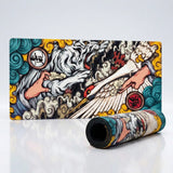 Tapis de Souris XXL - Tigre Blanc & Grue Sacrée (Édition Ukiyo-e)