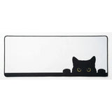 Tapis de Souris XXL Design Chat Curieux - Finition Premium Noir & Blanc