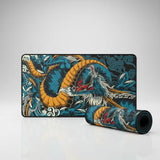 Tapis de Souris XXL Dragon Japonais - Édition Légendaire Bleu & Ocre