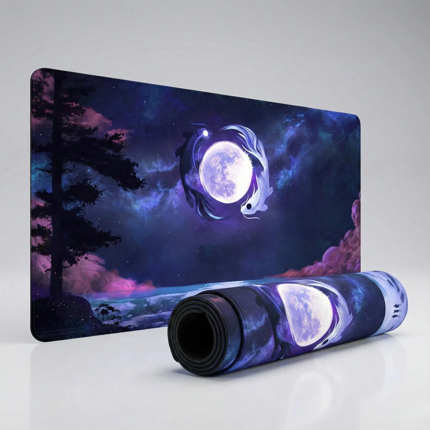 Tapis de Souris XXL Équilibre Céleste — La Danse Lunaire des Carpes Koï
