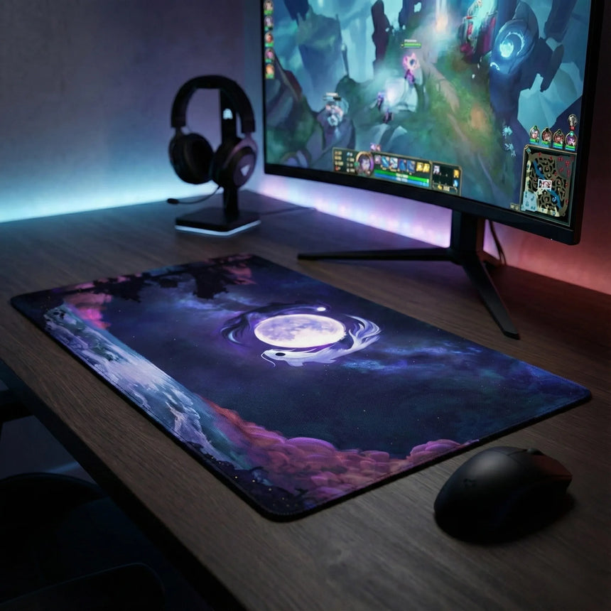 Tapis de Souris XXL Équilibre Céleste — La Danse Lunaire des Carpes Koï