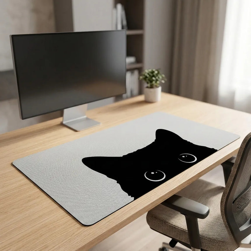 Tapis de Souris XXL - Design Chat Noir Curieux