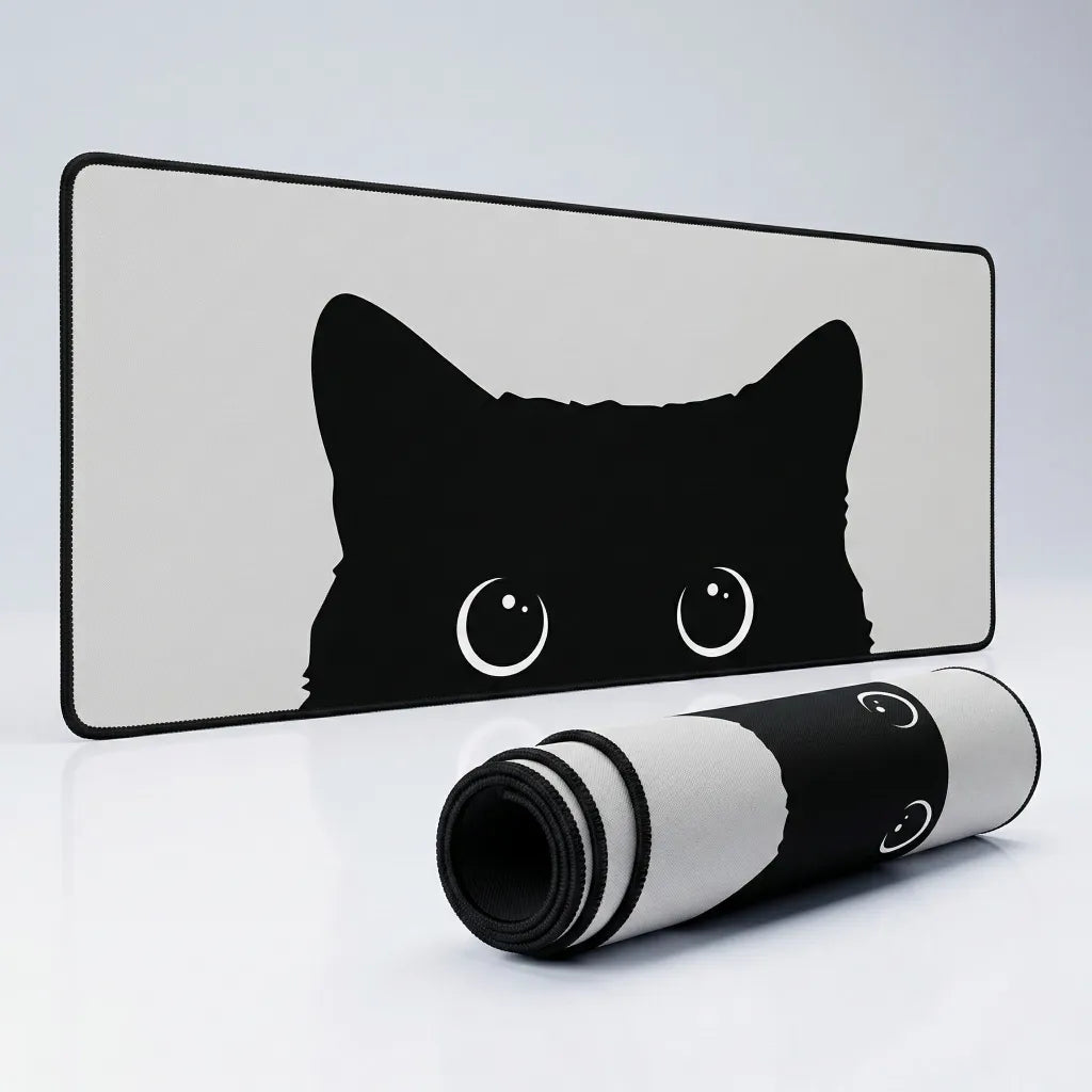 Tapis de Souris XXL - Design Chat Noir Curieux