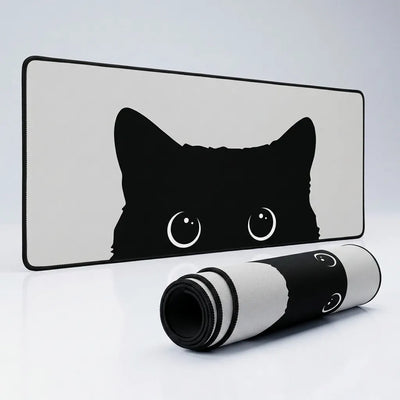 Tapis de Souris XXL - Design Chat Noir Curieux