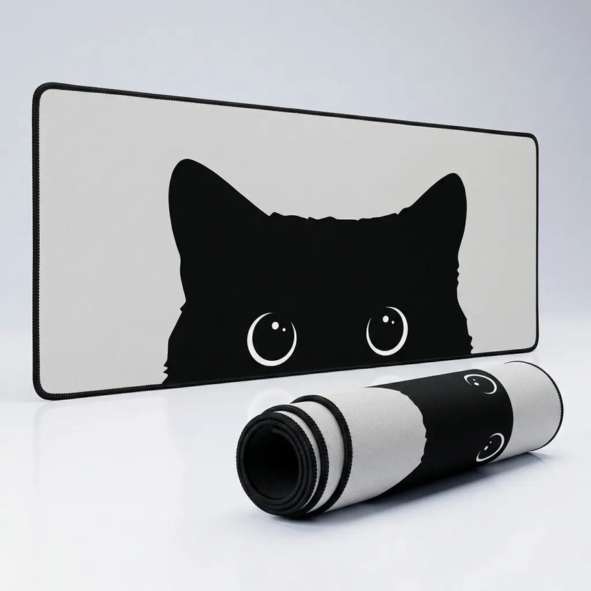 Tapis de Souris XXL - Design Chat Noir Curieux