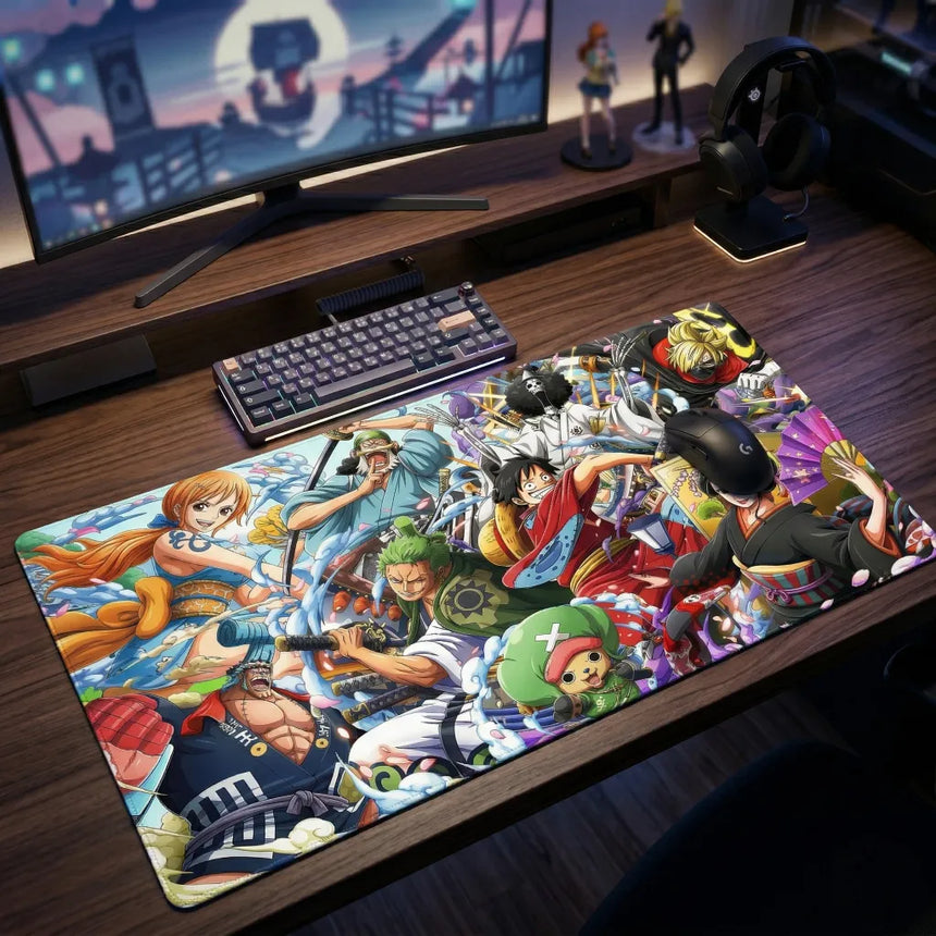 Tapis de Souris XXL One Piece Équipage Wano Kuni (900x400mm) - Glisse Ultime - PopMyPad