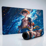 Tapis de Souris XXL One Piece Luffy Aura Bleue (900x400mm) - Précision Esport - PopMyPad