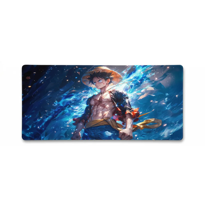 Tapis de Souris XXL One Piece Luffy Aura Bleue (900x400mm) - Précision Esport - PopMyPad