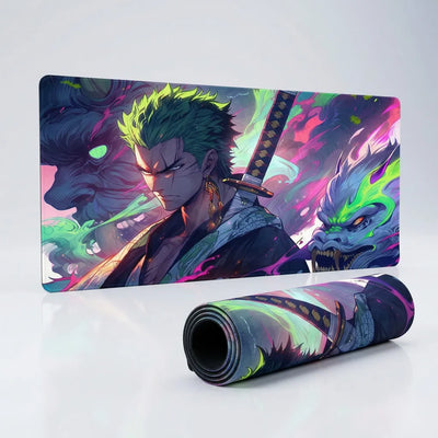 Tapis de Souris XXL One Piece Roronoa Zoro Aura (900x400mm) - Précision Esport - PopMyPad
