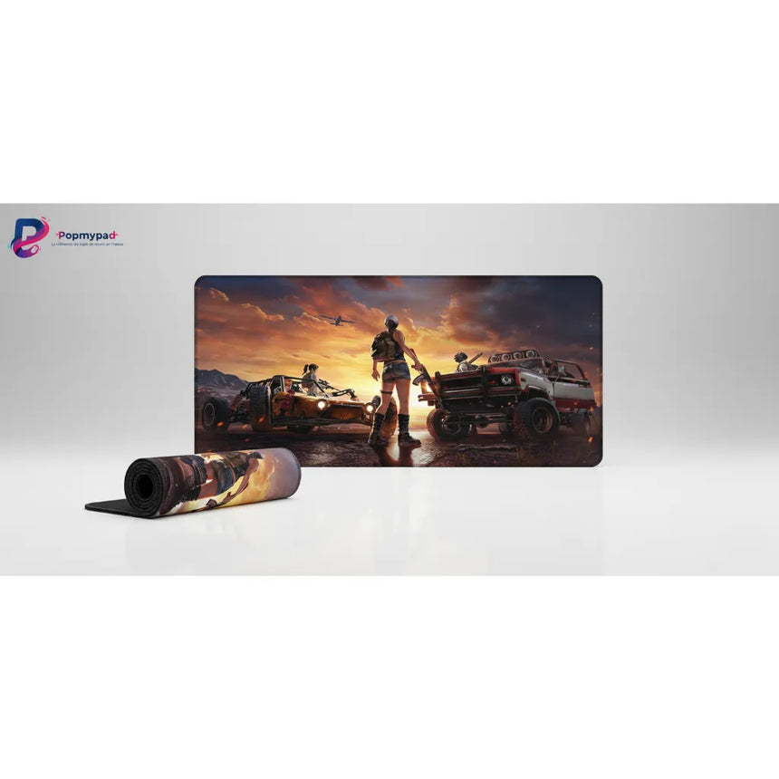 Tapis de Souris XXL PUBG Escouade au Coucher de Soleil (900x400mm) - Glisse Ultime & Précision Esport - PopMyPad