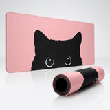 Tapis de Souris XXL Peeking Cat - Design Chat Noir & Rose Pastel Premium