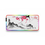 Tapis de Souris XXL RGB - Design Japonais Zen : Sakura & Pagode
