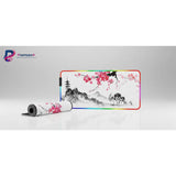 Tapis de Souris XXL RGB - Design Japonais Zen : Sakura & Pagode