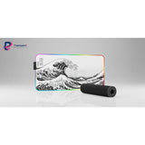 Tapis de Souris XXL RGB - Grande Vague d'Hokusai (Édition Monochrome)