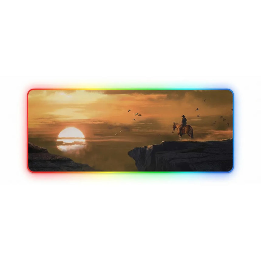Tapis de Souris XXL RGB Red Dead Redemption Cowboy (900x400mm) - Gaming LED - PopMyPad