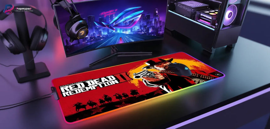 Tapis de Souris XXL RGB Red Dead Redemption II Arthur Morgan (900x400mm) - Gaming LED - PopMyPad