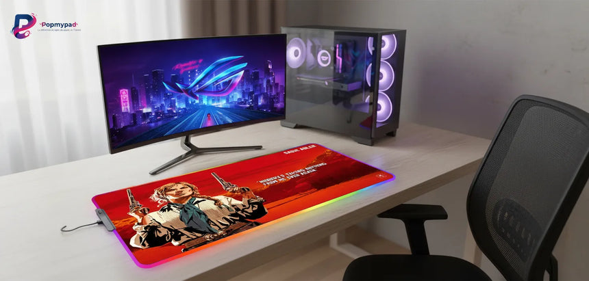 Tapis de Souris XXL RGB Red Dead Redemption Sadie Adler (900x400mm) - Gaming LED - PopMyPad
