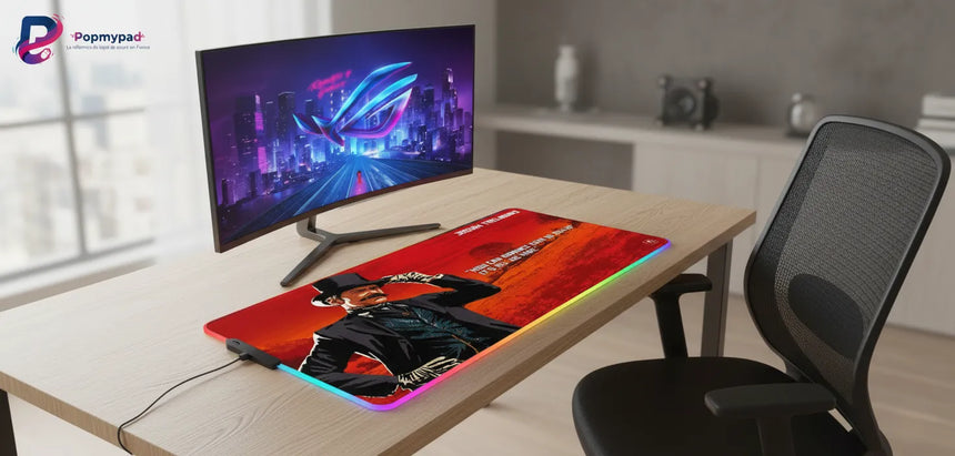 Tapis de Souris XXL RGB Red Dead Style Josiah Trelawny (900x400mm) - Gaming LED - PopMyPad