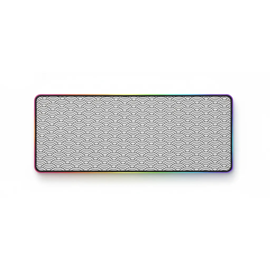 Tapis de Souris XXL Seigaiha - Design Japonais Zen & Bordure RGB Lumineuse