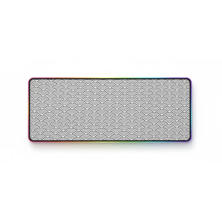 Tapis de Souris XXL Seigaiha - Design Japonais Zen & Bordure RGB Lumineuse