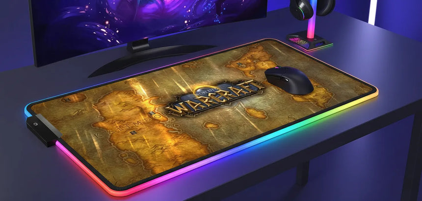 Tapis de souris Gamer RGB World of Warcraft - Édition Carte d'Azeroth XXL