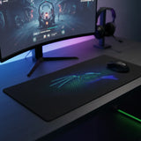 Tapis de souris Gaming - Dragon Cybernétique & Hexagones Néon