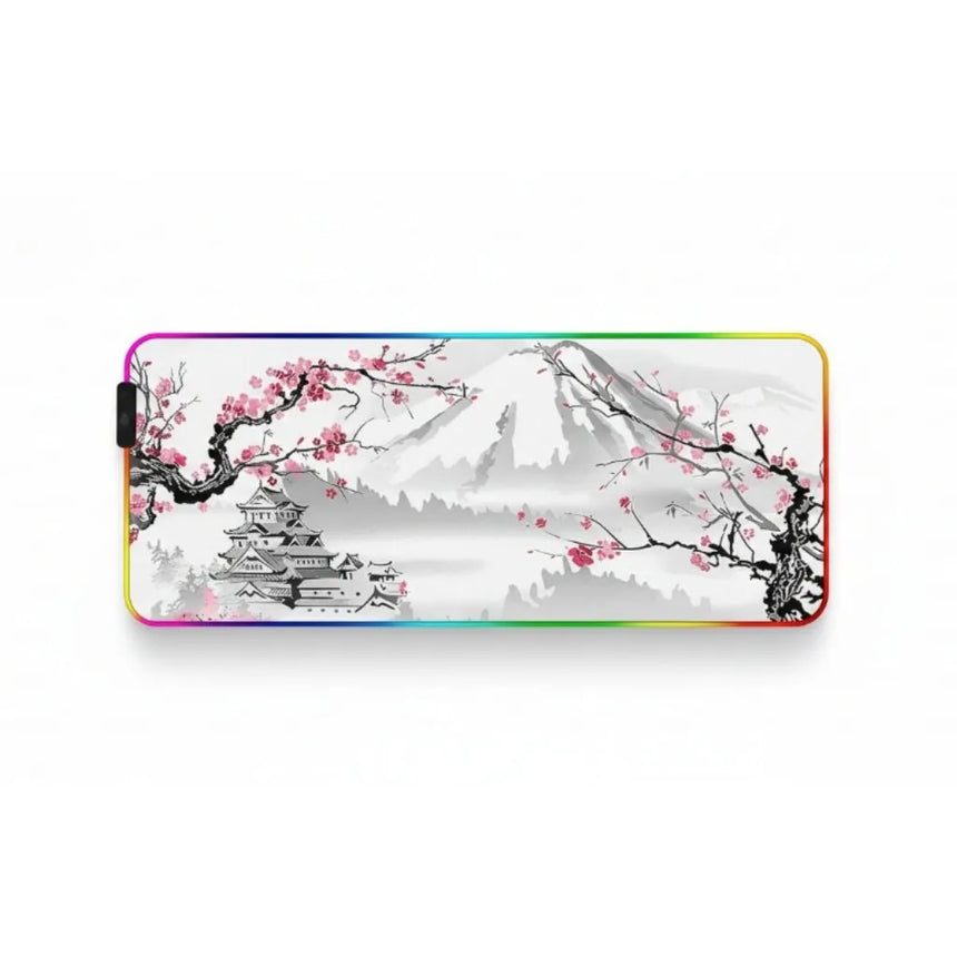 Tapis de souris Gaming RGB - Design Japonais Traditionnel Mont Fuji & Sakura