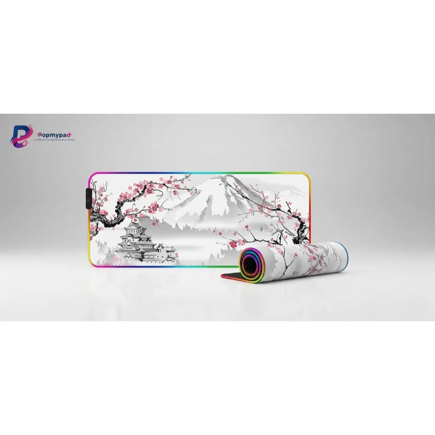 Tapis de souris Gaming RGB - Design Japonais Traditionnel Mont Fuji & Sakura