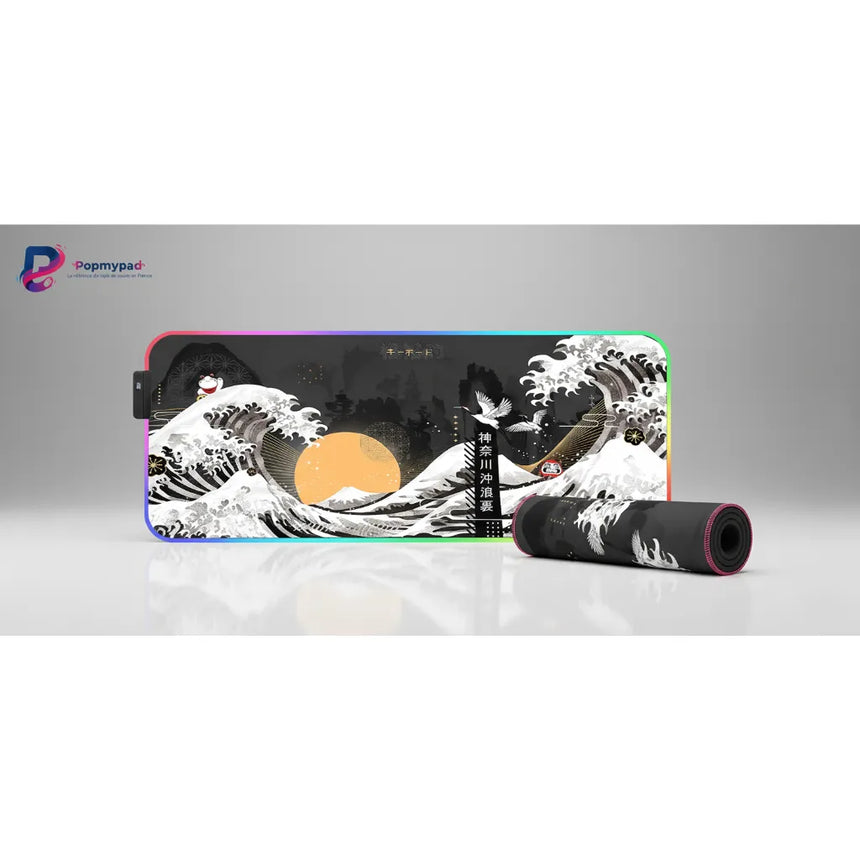 Tapis de souris Gaming RGB - Édition Folklore Japonais & Grande Vague