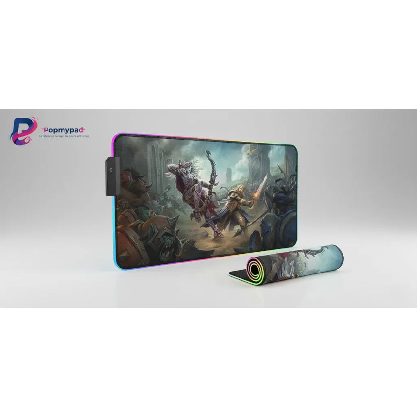 Tapis de souris Gaming RGB World of Warcraft - Édition Horde vs Alliance