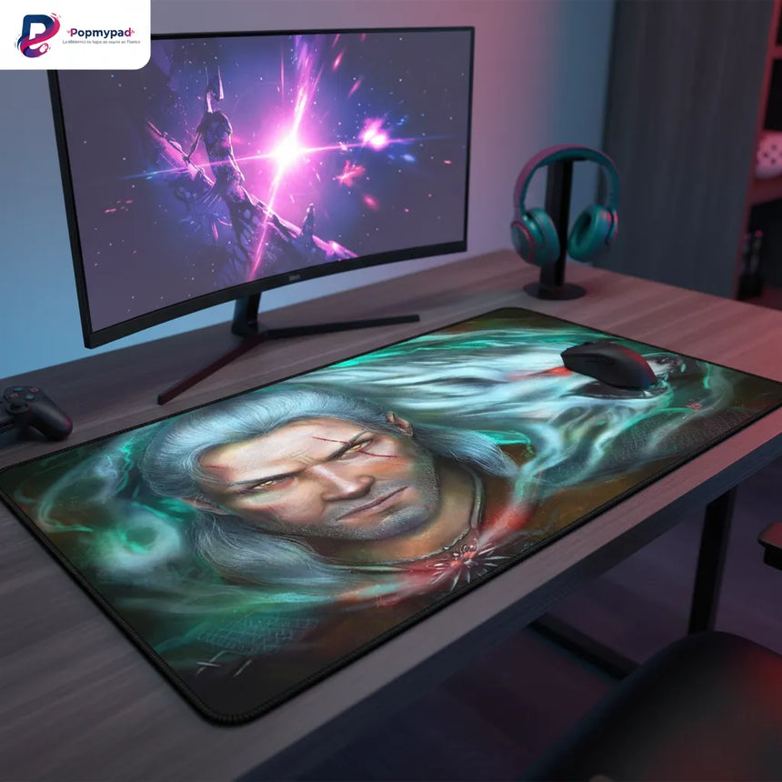 Tapis de souris Gaming XXL - The Witcher Édition White Wolf – Précision & Glisse Ultime