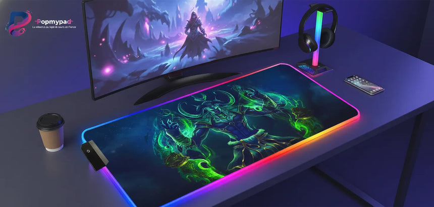 Tapis de souris Gaming XXL RGB – Illidan Stormrage World of Warcraft
