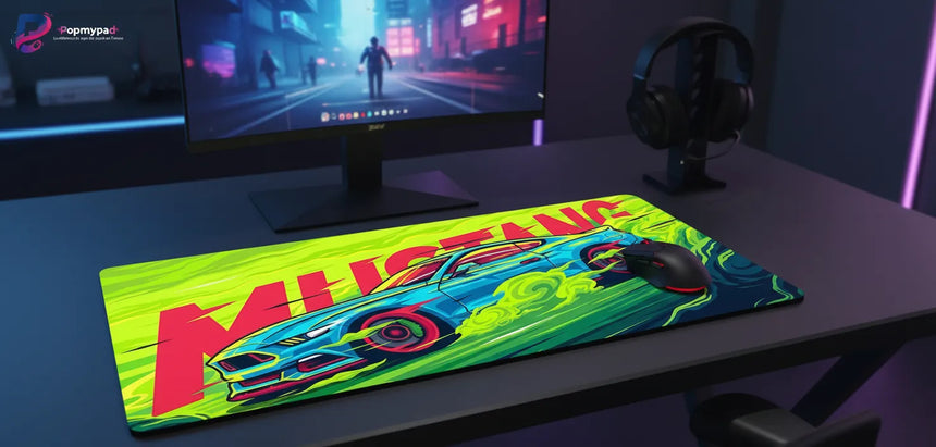 Tapis de souris Mustang Racing - Édition Drift Néon & Haute Performance