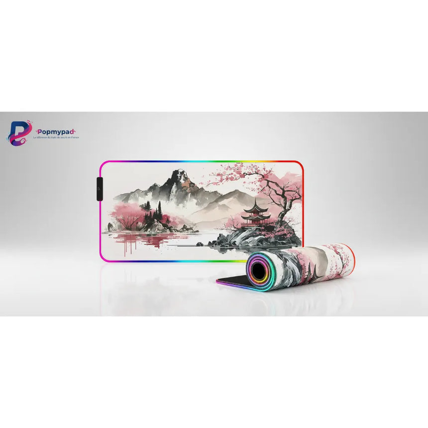 Tapis de souris RGB - Sérénité Japonaise & Cerisiers en Fleurs (Édition Artistique)