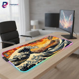 Tapis de souris RGB "Vague de Feu" – Édition Japon Traditionnel & Volcan