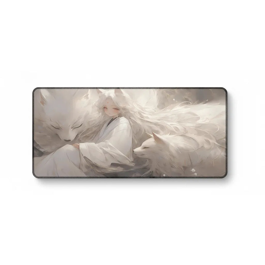 Tapis de souris Renard Blanc — Sérénité Onirique & Minimalisme Zen