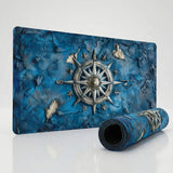 Tapis de souris Nautique XL - L'Odyssée Boréale (Rose des Vents & Bleu Abyssal)