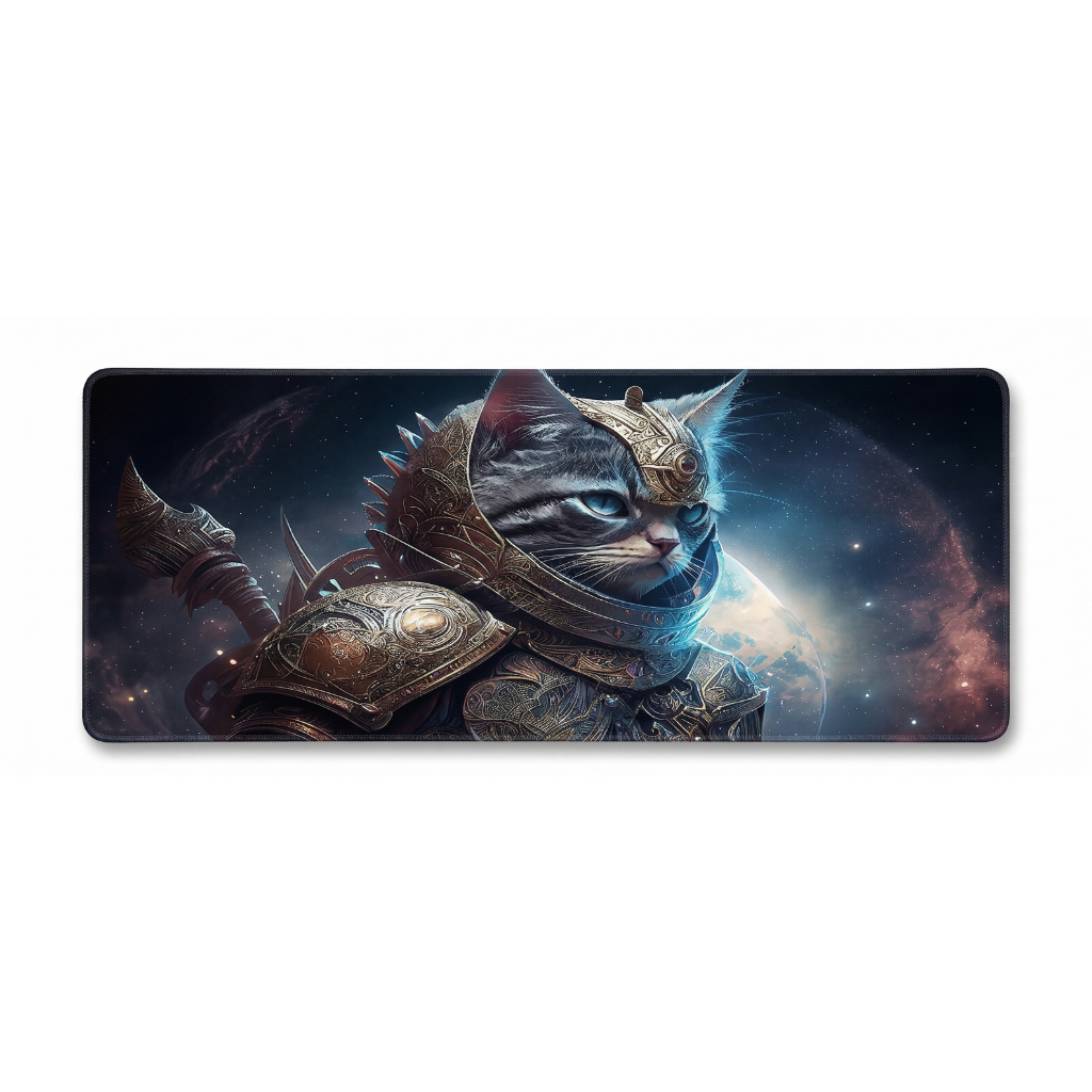 Tapis de souris XXL - Chat Guerrier Cosmique : Édition Gardien de l'Espace