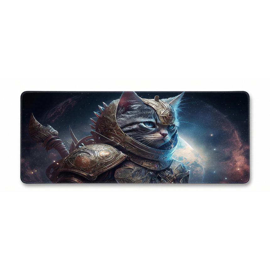 Tapis de souris XXL - Chat Guerrier Cosmique : Édition Gardien de l'Espace